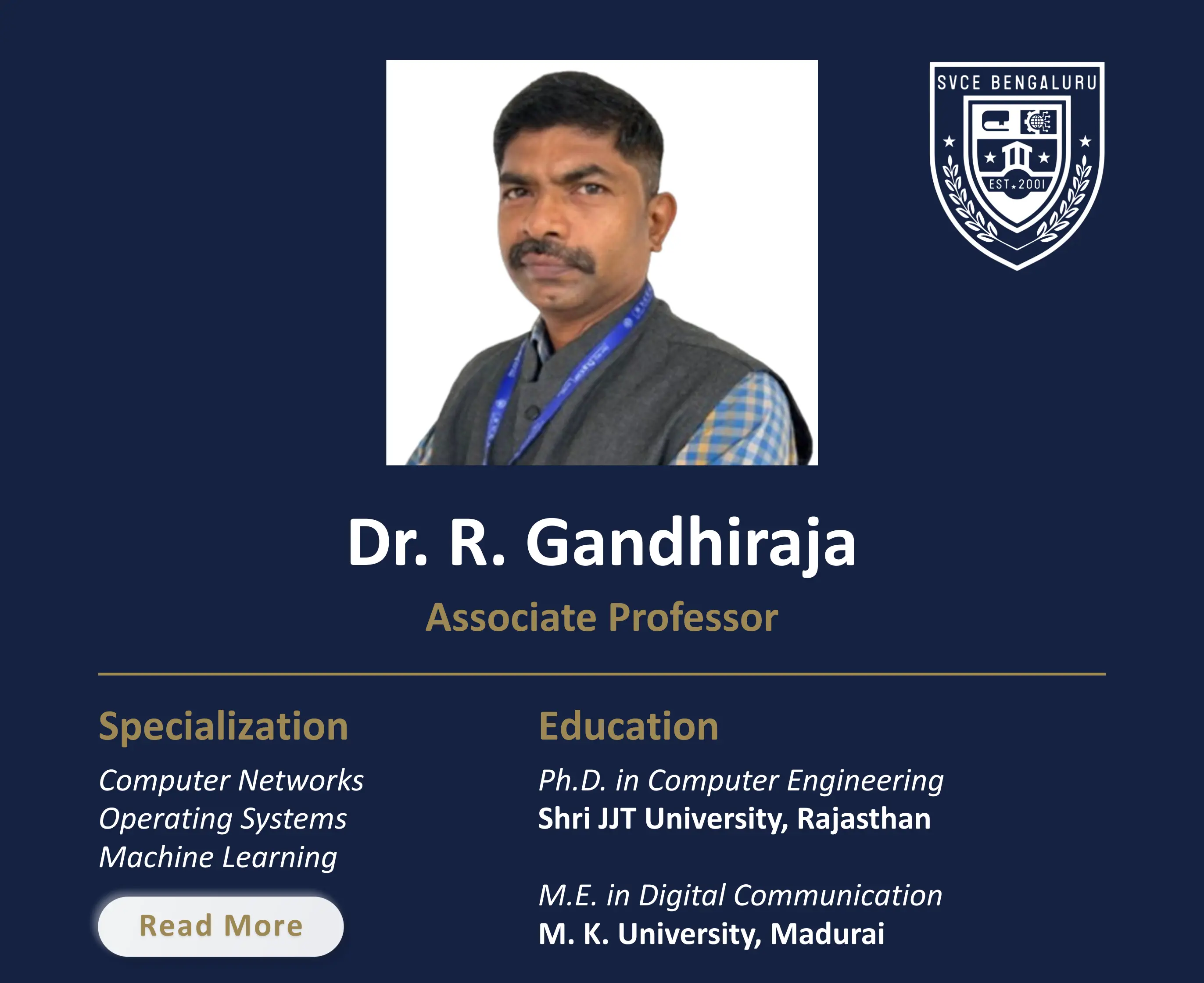 Dr. R. Gandhiraja - Associate Professor